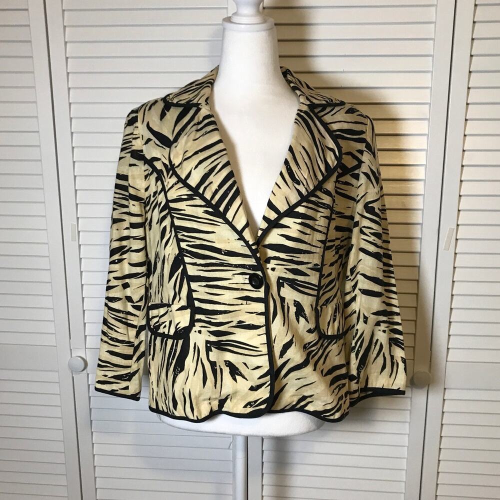 Brandon Thomas Vintage Animal Print V-neck ¾ Sleeve Jacket L